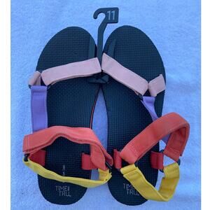 Multi colored size 11 sandals with cushioned sole canvas straps Time And True